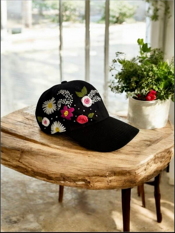 Hand- embroider Floral Baseball Cap