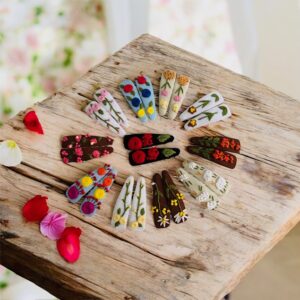 Hand embroidered hair clips