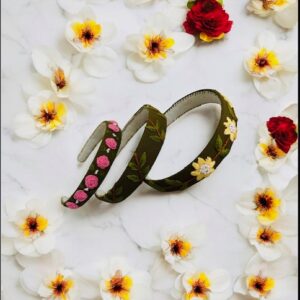 Hand Embroidered Floral Headband